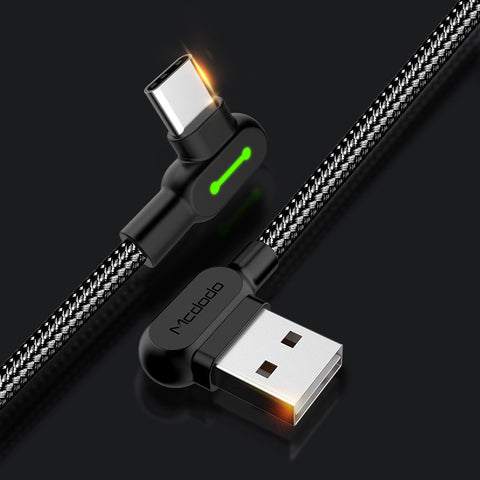 90-graders vinklad datakabel – Snabbladdningskabel (Type-C / Micro-USB)